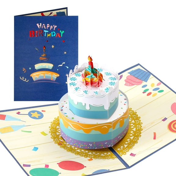 VUDECO Pop Up Birthday Card Happy Birthday Card Birthday Cards for Women 3D Cake Birthday Pop Up Card for Mom Daughter Mothers Pop Up Cards Birthday Cards for Men 3D Pop Up Cards Pop Up Birthday Cards