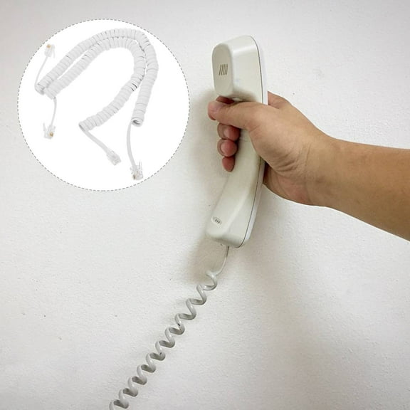 KALLORY House Phone Corded 2Pcs 9.04X0.59X0.59in White PVC Copper Signal Transmission Landline Phones