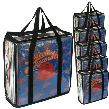 Evelots 6 Pack LP Vinyl Record Storage Bag-Clear Holds Up To 216 Albums-No Dust/Scratch