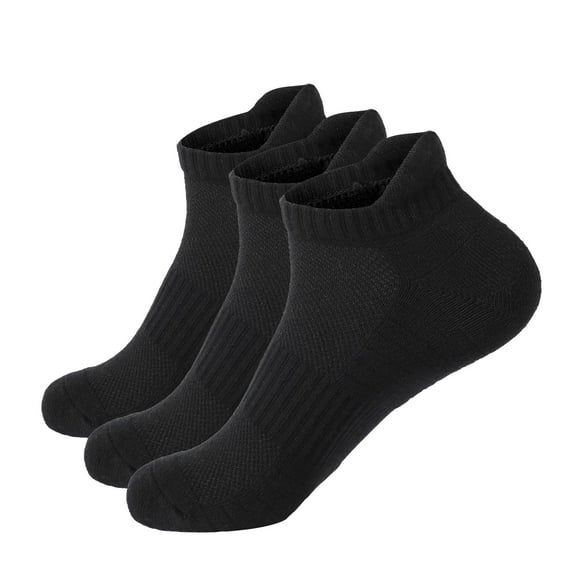 Hehanda 3 Pairs of Men's Solid Color Towel Bottom Short Socks - Thickened Terry Running Socks