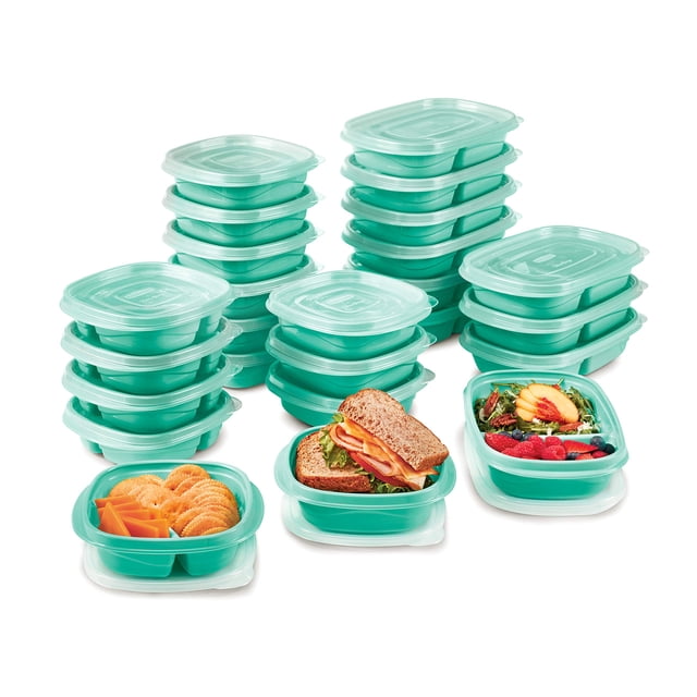 Juego de recipientes para almacenar alimentos Rubbermaid, 50 piezas, color verde azulado