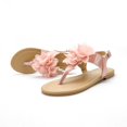 thumbnail image 2 of Aayomet Children Flat Bottomed Pin Toe Sandals Flower Beach Shoes Pin Toe Little Girls Sandals For Outer Wedges for Girls Size 4,Pink 10.5, 2 of 5