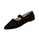 thumbnail image 1 of Negro Vestido Zapato Encajes de las Mujeres Más-Tamaño de Color Sólido Strass Punteado Pie Plana Mochilas, Zapatos de Corte Bajo Casual, 1 of 8