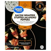 Great Value Bacon Wrapped Stuffed Jalapeno Peppers, 14 Oz, 8 Pieces