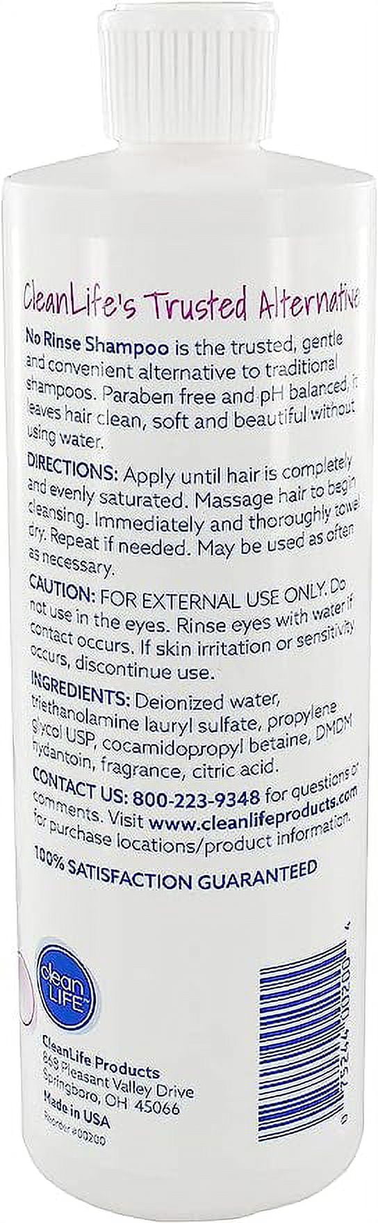 Cleanlife Products No-Rinse Shampoo, 16 oz, Alcohol-free, Ready To Use - 4 Count