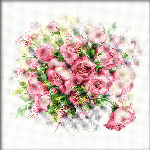 14  499993660689 RIOLIS Counted Cross Stitch Kit 13.75"X11.75" Basket W/Roses 