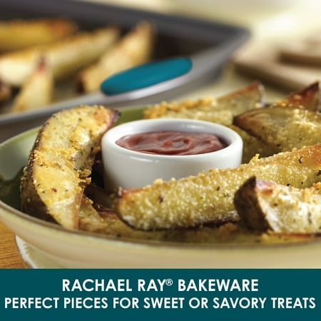 Rachael Ray - Yum-o! Oven Lovin' 10-Piece Nonstick Baking Pans Set - Gray with Marine Blue Grips