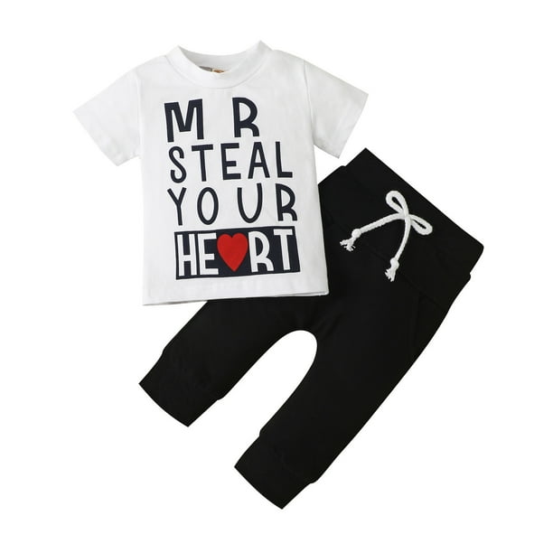 Conjunto de pants para Bebé Gibobby Unisex Algodón Estampado Otoño Día de San Valentín Manga corta