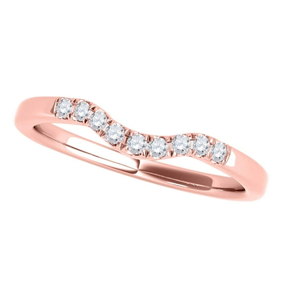 Mauli Jewels Engagement Rings for Women 0.1Carat Diamond Curved Wedding Band For Women's Shared-Prong-Setting 14K Solid Rose Gold