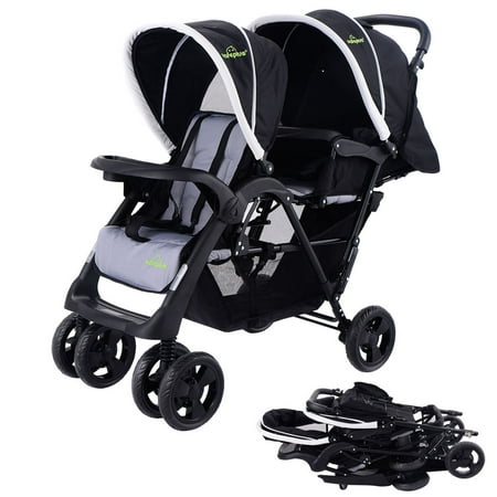 Costway Foldable Twin Baby Double Stroller Kids Jogger Travel Infant (Best Double Stroller For Infant Twins)