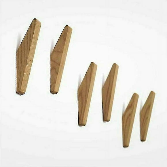 Set Of 6 Vintage Wooden Coat Hooks, Wooden Coat Hooks, Load Capacity 5 Kg, Wall Coat Hooks, Bathrobe Coat Hooks, Hat Coat Hooks, Coat Hooks