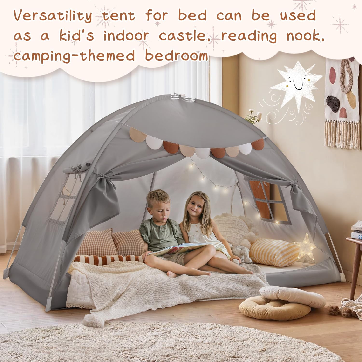 Bed Tent Bunk Size For  Indoor Floor Sleeping Tents Playhouse Drafty Room Blackout Space On Girl Birthday House Gift