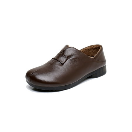 

Bellella Women Casual Shoes Slip On Loafers Round Toe Flats Soft Sole Comfort Shoe Travel Walking Brown With Lined 8.5