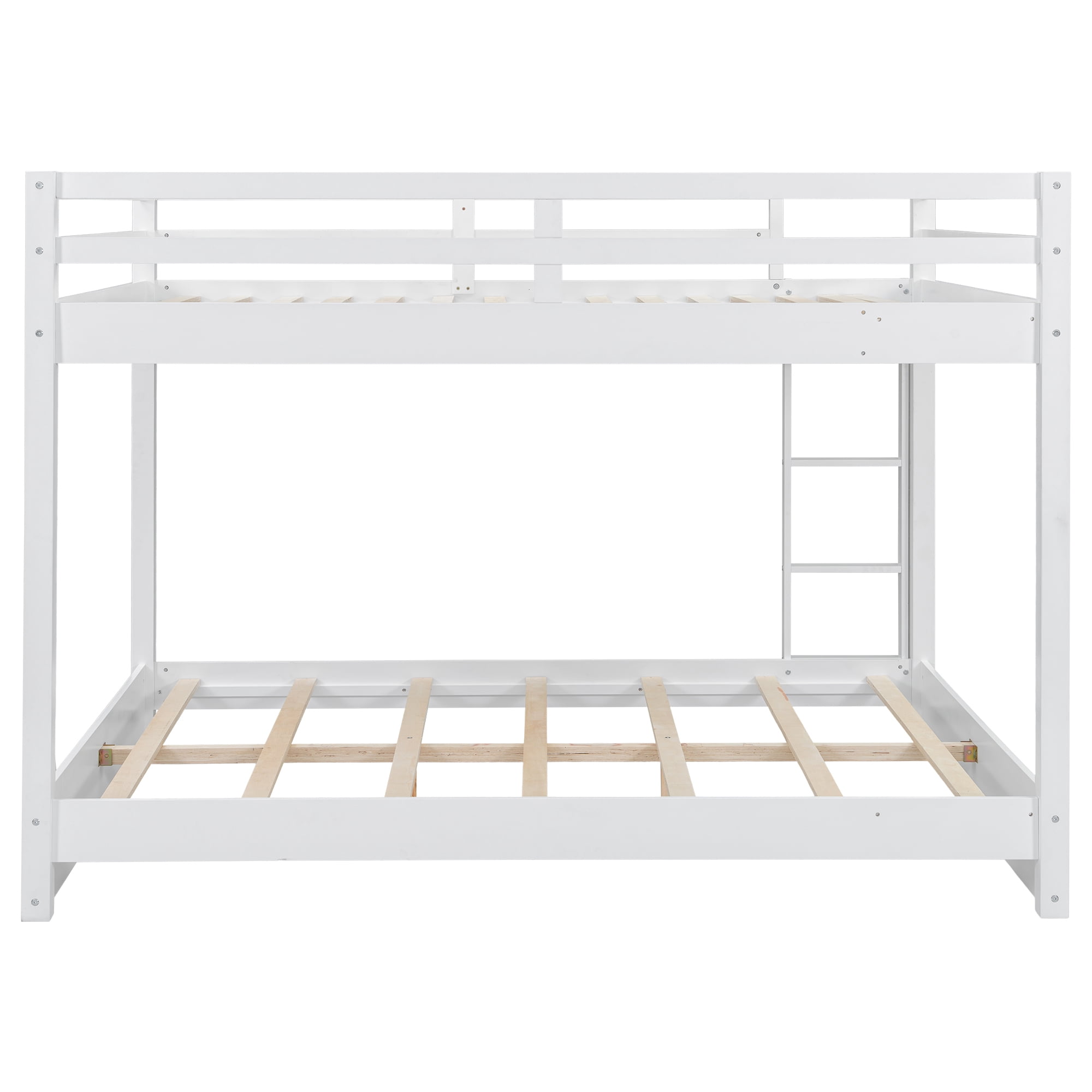 Euroco Wood Queen over Queen Bunk Bed for Kids Teens Adults, White