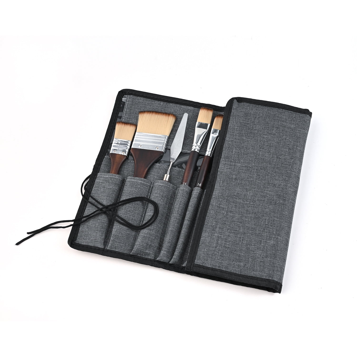24 Pieces Paint Brushes, Expert Synthetic Nylon Bristles Paint Brush Kit with Palette Knife & Suede Leather Roll, Paint Brushes Set for Oil, Acrylic, Watercolor, Gouache and Detail Paintings