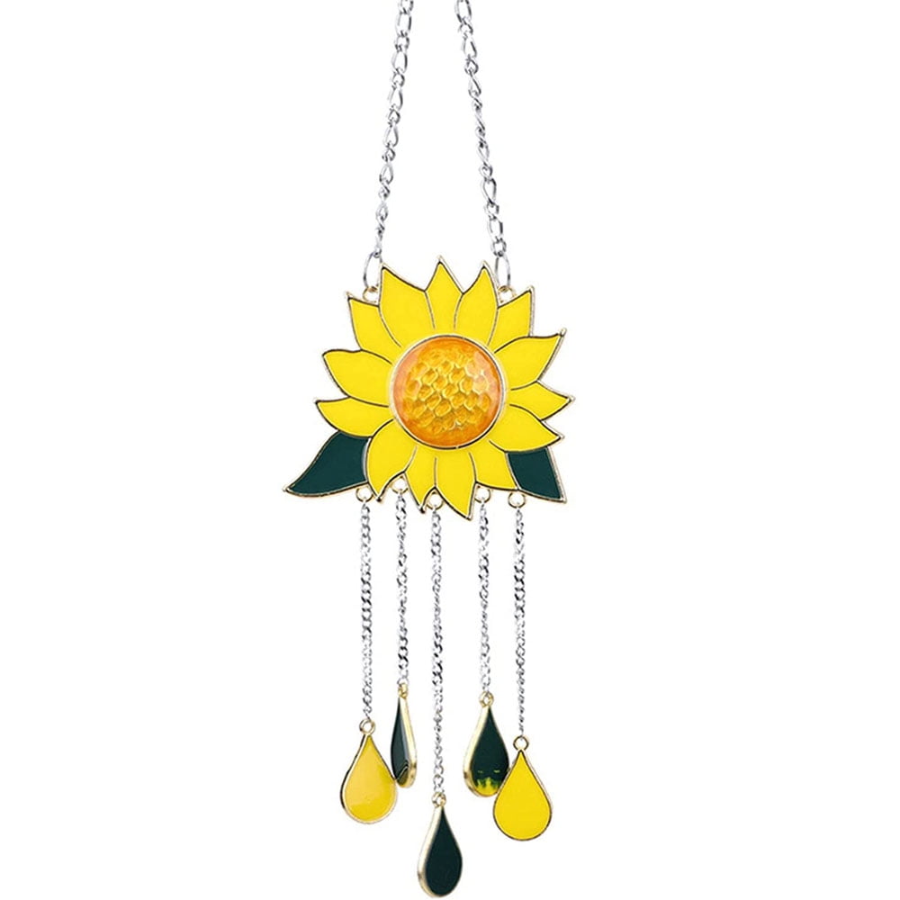 GRNSHTS Sunflowers Wind Chimes Garden Ornament Metal Sunflowers Window