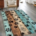thumbnail image 3 of Aqua Brown Kitchen Runner Rug 2.7x5 Washable Runners for Hallway Non Slip Rustic Farmhouse Dog Paw Vintage Large Area Rug Indoor Floor Carpet for Bathroom Laundry Entryway Bedroom Living Room, 3 of 8