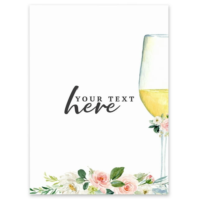 Darling Souvenir MADE WITH LOVE PersonalizedWelcomeBannerWine Glass With Flowers,Custom Text Poster Party CollectionWelcomeSignGreat For Wedding, Birthday, Engagement Party- 18x12