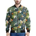 thumbnail image 3 of Chaqueta bomber con estampado de hojas de plátano tropical para hombre, sudadera de manga larga en 3D, chaqueta bomber de calle de gran tamaño con cremallera, 3 of 5