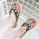 thumbnail image 4 of Zapatos de mujer, chanclas florales de verano, sandalias de playa, tangas, zapatillas, sandalias de cuerda de cáñamo de imitación, chanclas de viaje de fondo plano Wmkox8yii ytu6834, 4 of 9