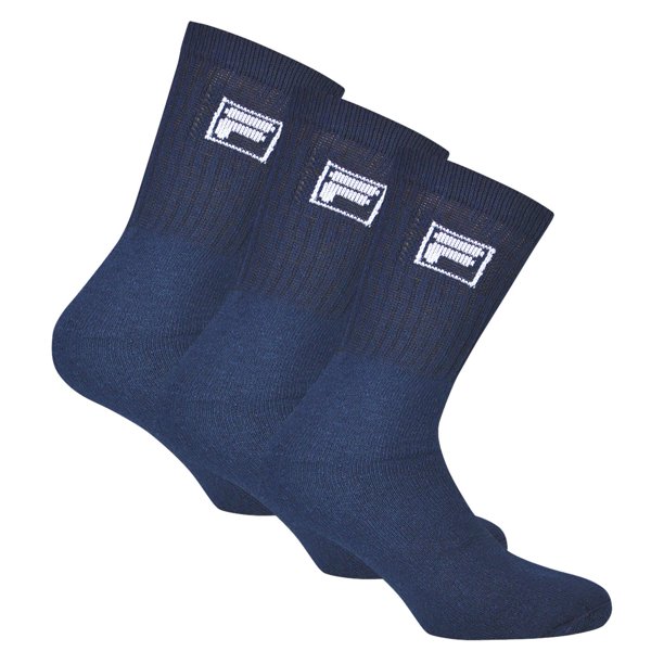 FILA 3 pares de calcetines unisex - calcetines de rizo para tenis, calcetines para la tripulación, cintura con logo, 35-46 Azul 35-38