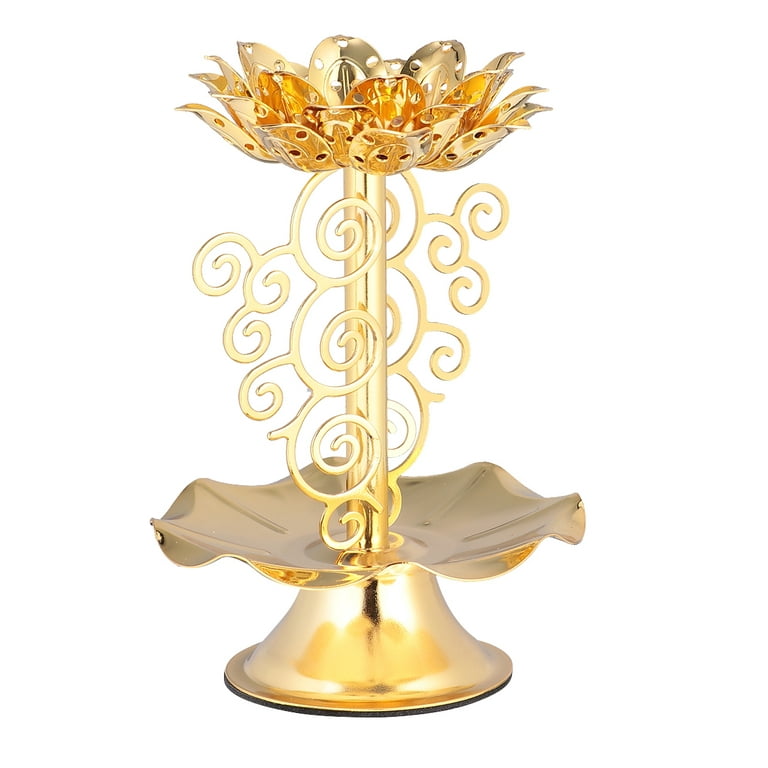Frcolor Candle Holder Candelabra Candlestick Altar Lamp Creative Stand  Lantern Supplies Ghee Menorah Victorian Decor Gold 