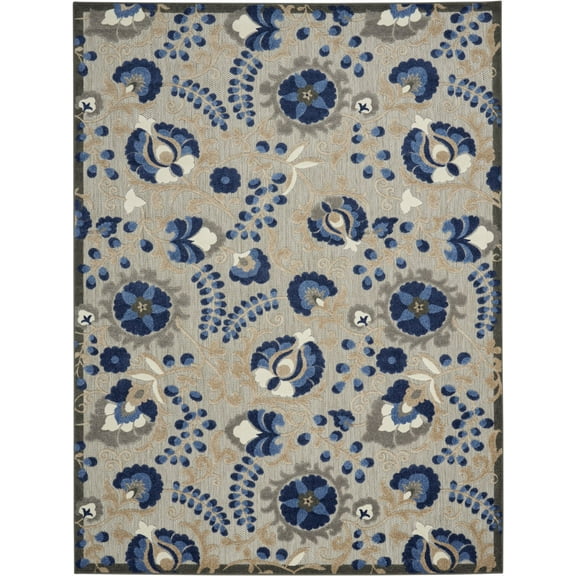 8â€™ x 11â€™ Natural and Blue Indoor Outdoor Area Rug