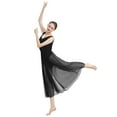 thumbnail image 2 of IBTOM CASTLE Women Lyrical Dance Dress Modern Contemporary V-Neck Backless Split Tulle Skirt M Black, 2 of 8