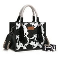 thumbnail image 3 of Wrangler Tote Bag Cow Print Western Satchel Bags for Women with Braided Rope Handle, Black, 3 of 7