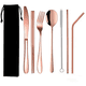thumbnail image 1 of Set Cubiertos Portátiles Malubero Acero Inoxidable 7pz Con Bolsa Rosa Malu1110, 1 of 3