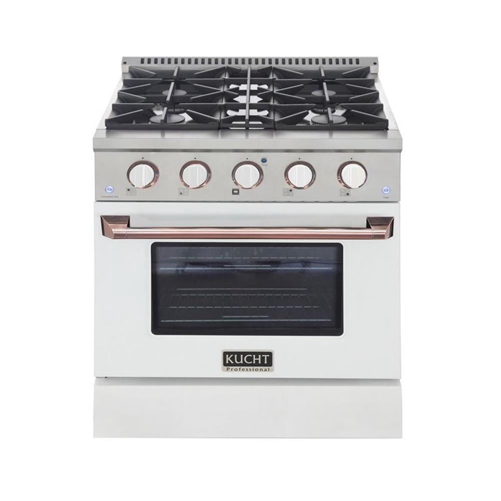 Pemberly Row 30" Stainless Steel Propane Gas Range in Silver/White