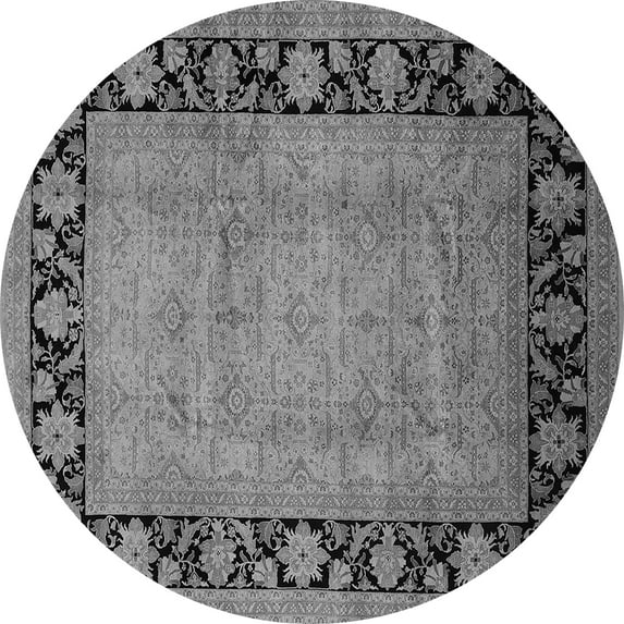 Ahgly Company Indoor Round Oriental Gray Industrial Area Rugs, 6' Round