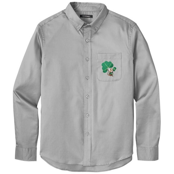 Men's IRISH MOUSE PATCH Twill Shirt with Pocket, Extra-Small Gusty Grey
