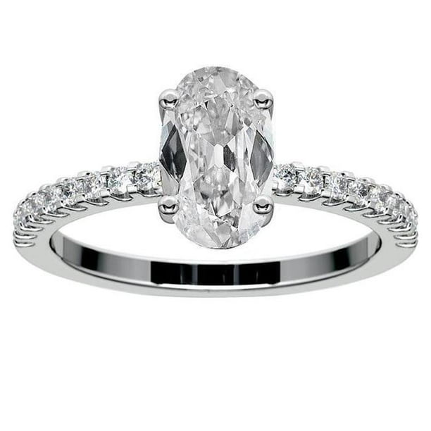 Harry Chad Harry Chad Enterprises 7 Ct Oval Old Miner Diamond Round 4 Prong Set Engagement Ring 44 Size 6 5 Walmart Com Walmart Com