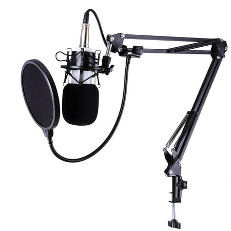 BM-700 Studio Recording Condenser Microphone & NB-35 Adjustable Arm Stand & Shock Mount & Pop (Best Home Studio Mic)