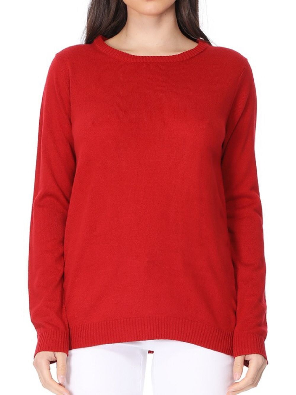 YEMAK Women's Knit Pullover Sweater Long Sleeve Crewneck Soft Casual