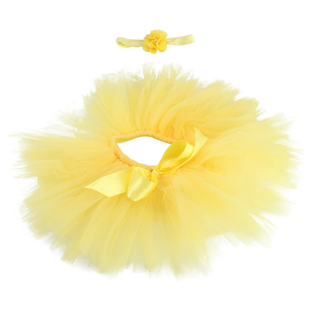 Disfraz de bebé amarillo para fotografía, falda de malla, falda tutú infantil, ropa para recién nacidos, vestido de tul con lazo, ropa de bebé con diadema floral, accesorio fotográfico para bebé