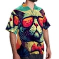 thumbnail image 2 of Retro Cat Men's Casual Poplin Printed Button Down Short Sleeve Summer Beach Shirts - Unisex, 2 of 6