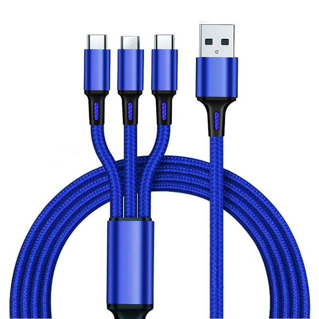 Cable de carga para teléfono móvil tres en uno de nailon tejido, con tres líneas de datos, carga rápida de 2 A, múltiples cabezales, logotipo, pequeños obsequios