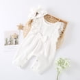 thumbnail image 3 of Douhoow 0-24 Months Baby Girl Cotton Linen Romper Sleeveless Round Collar Jumpsuit Headdress, 3 of 8