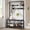 Black, variant on Bingirl Industrial-Style Hall Tree Storage Bench for Entryway - Wood-Look Accent, Large Shoe Rack with Shelf, Hanging Bar and 8 Hooks (39.9in x 15.7in x 72in), Black