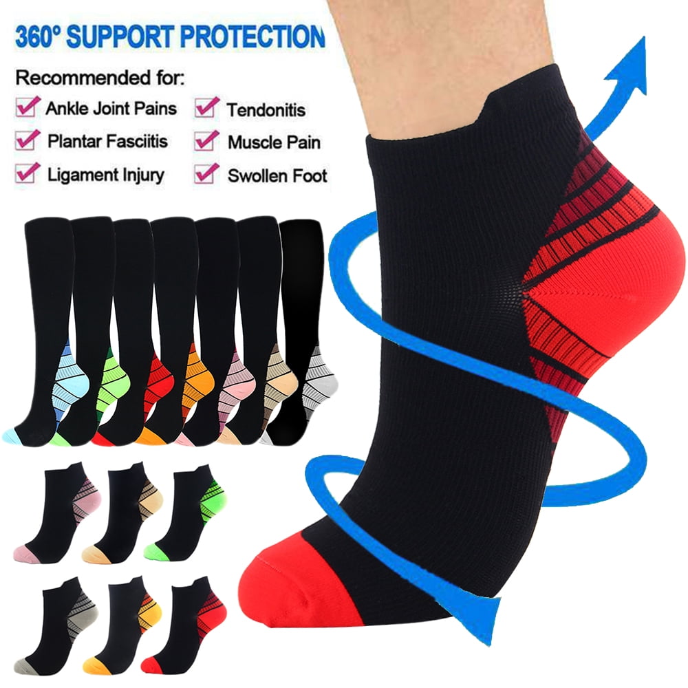 1/2/3/6 Pairs Compression Socks for Men Women Athletic Low Cut & Knee ...