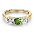 thumbnail image 3 of Gem Stone King 10K Yellow Gold Green Chrome Diopside and White Moissanite Engagement Ring for Women | 1.50 Cttw | Round 5MM | Gemstone Birthstone | Size 6, 3 of 7