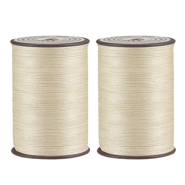 Unique Bargains 2 Pack Thin Waxed Thread 137 Yards 0.55mm Polyester String Cord for Machine Sewing Hand Quilting Weaving, Linen