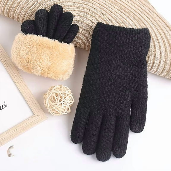 Women's Fleece Lined Jacquard  Knit Gloves with Touch Screen Capability