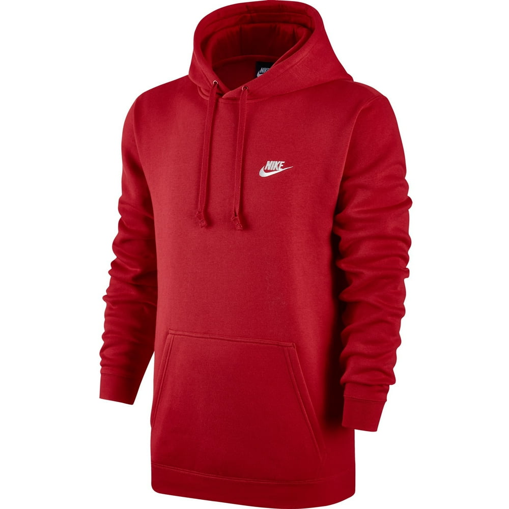 Nike - Nike Club Fleece Pullover Longsleeve Men's Hoodie Red/White ...