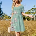 thumbnail image 3 of Vestido Vintage flora de manga corta vestidos de mujer para ocasis especiales vestido suelto para mujer vestido de noche para mujer, 3 of 7