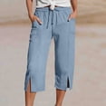 thumbnail image 2 of Capri Leggings for Women High Waisted Fashion Casual Solid Color Summer Shorts Shorts Drawstring With Pockets Shorts Pants, 2 of 6