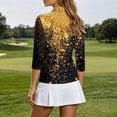 thumbnail image 7 of MuXiKeJi Clothes Elegant T Shirt With Black To Gold Gradient Sequins And Floral Print Half Sleeves,Golf Polo Shirts for Women Plus Size, 7 of 7