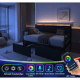 thumbnail image 5 of Tcbosik Daybed with Charging Station and LED Lights, Twin Size Sofa Bed with 2 Drawers, Metal Bed Frame with Upholstered Headboard, Space Saving & Easy Assembly, Black+Grey, 5 of 8
